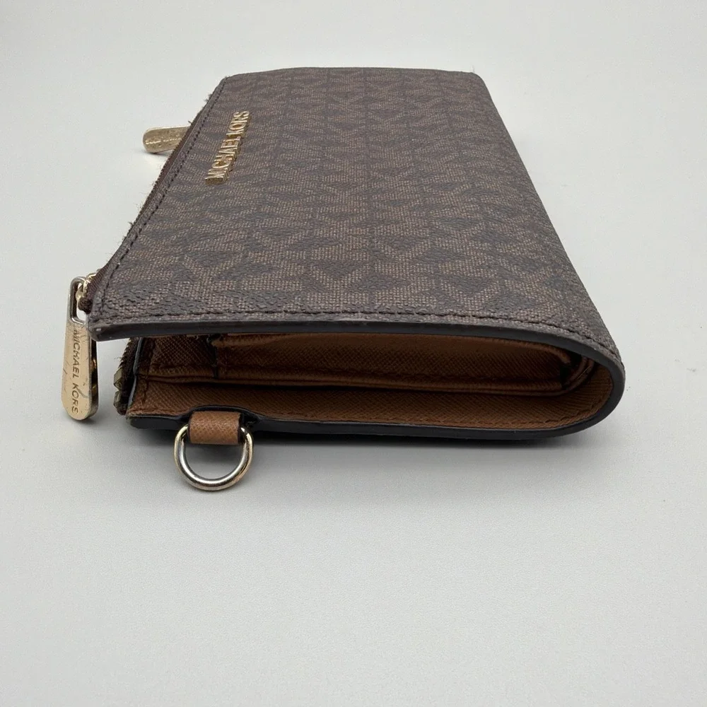 Michael Kors Monogram Wallet with Smartphone Pocket, Brown, No Wristlet